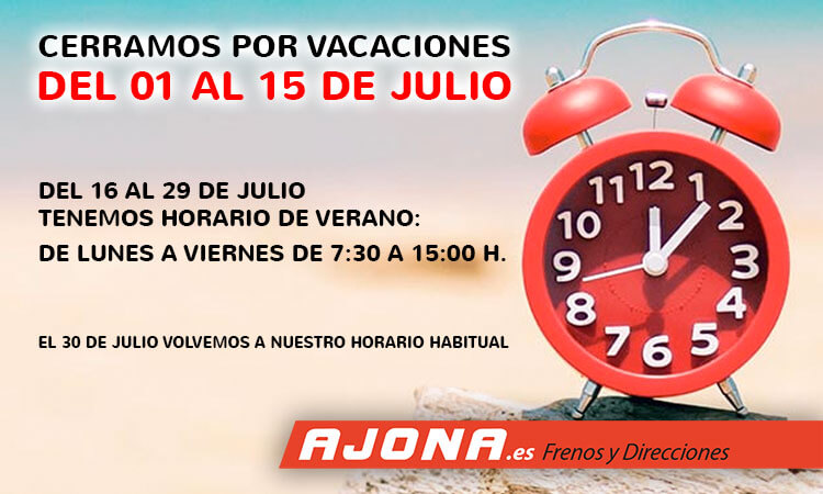 Vacaciones y horario de verano 2018 de Ajona